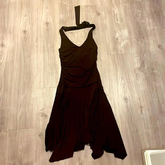 brown spandex dress Brown Recycled Spandex Shell Belt Long Sleeve Dress